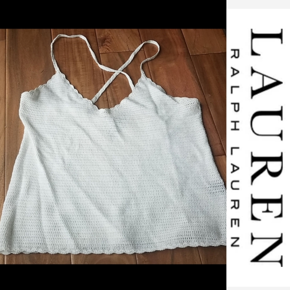 Ralph Lauren White Hand Knit Tank Top size Large